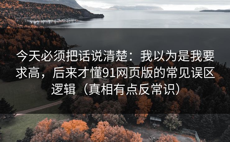 今天必须把话说清楚：我以为是我要求高，后来才懂91网页版的常见误区逻辑（真相有点反常识）  第1张