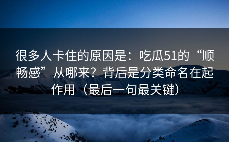 很多人卡住的原因是：吃瓜51的“顺畅感”从哪来？背后是分类命名在起作用（最后一句最关键）  第1张